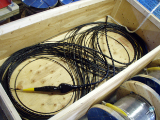 Wire rope termination wrapped to nylon splice for S-tether "top of mooring"