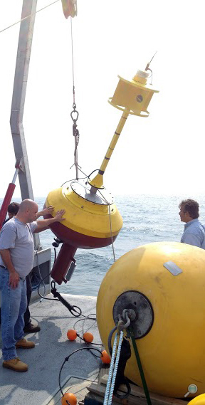 Surface buoy with wire rope data link deployment